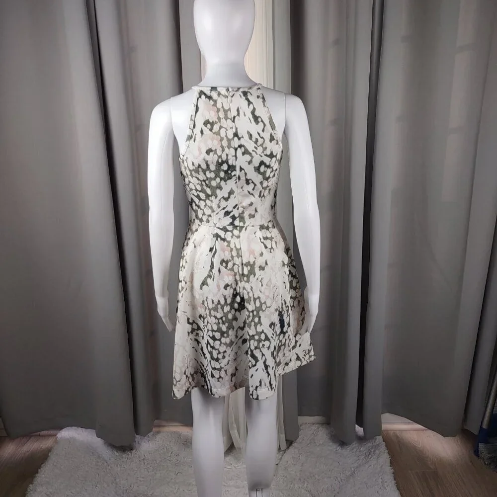 Mossimo White Pink & Green Floral Fit & Flare Sleeveless Knit Dress Crew Neck XS - Picture 4 of 11